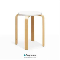 Dekoruma PIKO Stool Kayu / Bangku Duduk Kayu / Bangku Kayu Lingkaran Putih