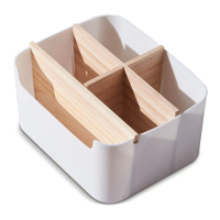 【isona】日式極簡桌上梯形四格收納盒(收納盒 桌面收納 遙控器收納盒)