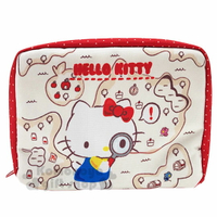 小禮堂 Hello Kitty 方形尼龍拉鍊化妝包《米紅.放大鏡》收納包.筆袋