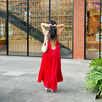 TMBM - Ha Young dress cny sincia chinese new year red maxi long gaun pesta wanita baju backless prew