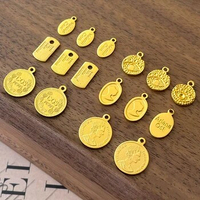 6 Pieces Brass Plated with 18K Gold Figure Circular Pendant DIY Found Necklace Bracelet Accessories While Making Jewelry