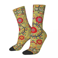 Lakai Suzani Uzbekistan Floral Embroidery Socks Harajuku Super Soft Stockings All Season Long Socks 