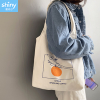 【P201】shiny藍格子-簡約文藝．水果橘子手提單肩帆布包