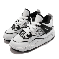 Nike 籃球鞋 Jordan 4 Retro SE 童鞋 經典款 喬丹四代 DIY 塗鴉風 小童 白 黑 DC4102-100