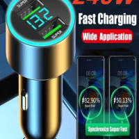 2 Port Super Fast USB Car Charger for iPhone 14 Pro Max 13 Oneplus Huawei OPPO Samsung Xiaomi 240W Quick Charging Loader Adapter