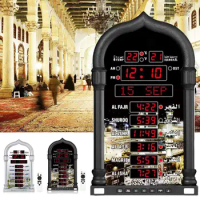 12V Azan Mosque Calendar Muslim Prayer Wall Clock Alarm Islamic Mosque Azan Calendar Ramadan Home Decor With Remote Control