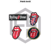 Patch Bordir Jahit Emblem Rolling Stones Logo Aksesoris Bordir