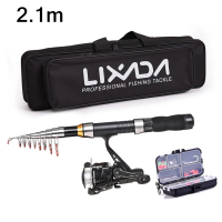Up New Lixada 2.1M 2.3 M Telescopic Fishing Rod Reel Combo Full Kit Carbon Fiber Rod Pole Spinning R