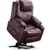 MCombo Electric Power Lift Recliner Chair Sofa with Massage and Heat for Elderly, 3 Positions, 2 Side Pockets, and Cup Holders,