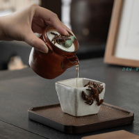 宋樸蘇揚燁大師純手工柴燒萩燒螃蟹八方來財寶瓶壺手抓茶壺禮盒裝