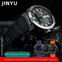 24mm Men Black Orange Rubber Watch Band for Luminox Silicone Strap 3749/3141 Watch Strap for Casio PRG-600/650Y 5571 PRW-6600
