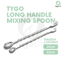 TYGO LONG HANDLE MIXING COCKTAIL SPOON FORK 26CM 32CM STAINLESS STEEL SENDOK GARPU PANJANG PENGADUK 