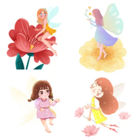 Cartoon Dream Cute Elf Flower Fairy with Wings Flying Little Fairy Custom Patches Stickers Iron on Patch Custom Patch
