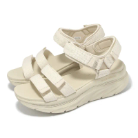 【SKECHERS】涼鞋 D Lux Walker 女鞋 米白 厚底 緩衝 支撐 魔鬼氈 全黑 健走涼鞋(119828-NAT)