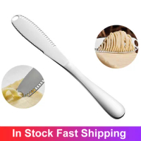 Butter Knife Stainless Steel Cheese Butter Cutter With Hole Multifunction Wipe Cream Bread Knife Cheese Board Kitchen Gadgets