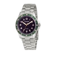 LICORNE 力抗錶 潛水風格 深綠錶圈 不鏽鋼男仕手錶 (銀X黑LT161MWBA-G)