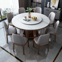 餐桌 椅組合 現代簡約 帶轉盤 圓形型實木 家用 飯桌大理石圓桌