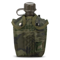 1L Outdoor Military Canteen Bottle Camping Hiking Backpacking Survival Water Bottle Kettle with Cover Canteen Kettle 2023