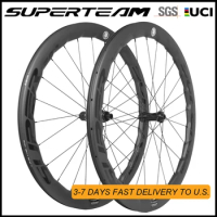 SUPERTEAM Disc Brake Wheelset 50mm Carbon Fiber Wheels Clincher Road Disc Brake UCI Wheel