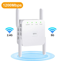 5G Wireless WiFi Repeater Wi Fi Booster 2.4G 5Ghz Wi-Fi Amplifier 300Mbps 1200 Mbps 5 ghz Signal WiFi Long Range Extender