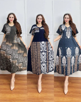 Daster Batik Cap Malaman Rayon Semi Twill Bahan Tebal Adem Busui Resleting Depan Bisa cod
