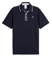 【PUMA GOLF】AP鑲邊緹花短袖Polo衫(男)-藍,S