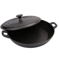 Cast Iron Seafood Stew Pot with Lid Thick Uncoated Pot Traditional Old-fashioned Cast Iron Soup Pot