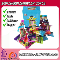 【Halal】30PCS/60PCS/90PCS/120PCS Marshmallow Gummy-Aneka Rasa Buah: Stroberi,Jeruk,Buleberry,Anggur;C