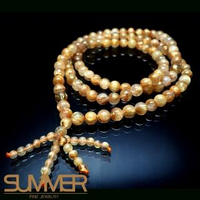 【SUMMER寶石】《清透滿絲7mm》天然巴西鈦晶圓珠108顆(繞3圈可當手鍊)