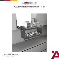 Hafele Rak Piring Pull Down Tarik Elevator Dish Rack Stainless Steel 60cm - Abu-abu Tua