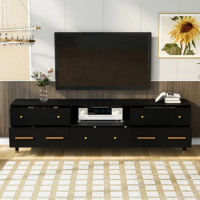 TV Stand for 75+ Inch TV, Entertainment Center TV Media Console Table, Modern TV Stand with Storage, TV Console Cabinet,Black