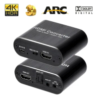 HDMI audio extractor 4K 60Hz HDMI 2.0 Audio Extractor ARC Splitter 5.1 Ch HDMI to toslink audio converter for PS5 Xbox series X