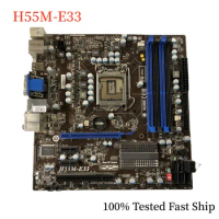 For MSI H55M-E33 Motherboard H55 16GB LGA 1156 DDR3 Micro ATX Mainboard 100% Tested Fast Ship