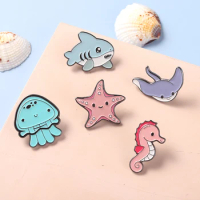 Baby Shark Enamel Pins Sea Ocean Animal Brooches Cute Kawaii Cartoon Bag Hat Lapel Pin Badge Gift for Girl Boys Wholesale