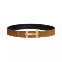 Hermes H Jumping Brushed Permabrass Buckle & Reversible Belt 38mm Togo Noir/Gold