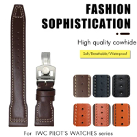 20mm 21mm 22mm Genuine Leather Watchband For IWC Big Pilot's Watch Mark 18 Spitfire TOP GUN Hamilton Cowhide Soft Watch Strap