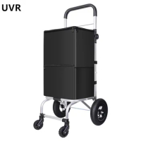 UVR Home Grocery Cart Portable Shopping Cart Universal Wheel Trailer Trolley Trolley Oxford Cloth Storage Bag Outdoor Trolley