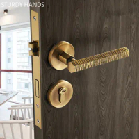 Light Luxury Pure Copper Bedroom Door Lock Indoor Door Handle Locks Bathroom Mute Split Deadbolt Lockset Furniture Hardware