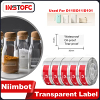 Niimbot D11 D110 Transparent Label Paper D11 Label Sticker for Label Maker Waterproof self-adhesive Tape 3/5/10 Rolls Price Tag