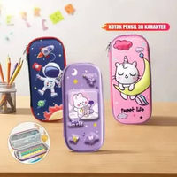 OEM ONE-A39 Kotak Pensil 3D Karakter Timbul Tempat Pensil Anak Sekolah TK / Tempat Penyimpanan Alat