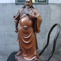 21.6 inches Chinese red Copper bronze Guan gong Guan Yu soldier warrior Buddha Statue Bronze Decoration Home Gift