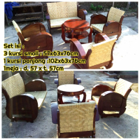 Meuble furniture klasik kursi sedan rotan retro kayu jati