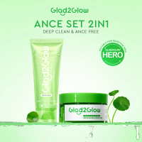 【2in1/3pcs】GLAD2GLOW PAKET JERAWAT: Centella Salicylic Acid Pad Eksfoliasi + Cleanser +Bonus Kiwi Mo