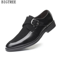 Monk Strap Formal Leather Shoes For Men Italian Shoes For Men Wedding Men Shoes Dress Coiffeur Big Size Sapato Masculino Ayakkab