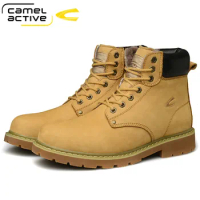 Camel Active New Genuine Leather Combat Shoes Military Ankle Boots Casual Safety Shoes Winter Warm Men Shoes Zapatos de Hombre