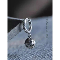 Thai Direct Delivery Son Mohist Silver Craftsman Handmade Retro Hollow Silver Ball Pendant 925 Pure Silver Earrings Ear Buckle E