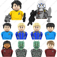 Hot Classic Movie Star Trek Building Blocks Mini Action Figures James Tiberius Kirk Spock Hikaru Sulu Model Dolls Toys Kid Gift