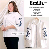 ATASAN JUMBO PUTIH MOTIF BORDIR BUNGA LD. 110 / 120 - EMILIA JUMBO Putih ld 120