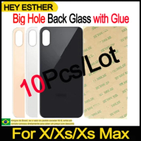 10pcs OEM For iPhone X XS MAX Rear Glass Bigger Camera Big Hole Rear Battery Back Door Glass X XS MAX Back Glass Replacement