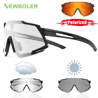 NEWBOLER Photochromic Cycling Glasses Polarized Bicycle Glasses Sports Sunglasses MTB Road Cycling Eyewear Protection Goggles